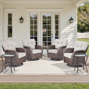 Buenhomino Outdoor Swivel Rocker Chairs Set, 360 Degree Rocking Patio Conversation Set with 5" Thickened Cushions, Glass Coffee Table - 1 of 4