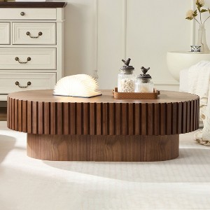 CAVINAS Modern Side Table Oval Coffee Table with Sturdy Base, End Table for Living Room, Bedroom - 1 of 4
