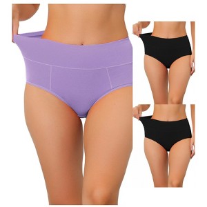 Allegra K Women's High Waist Available in Plus Size Tummy Control Briefs 3 Packs - 1 of 4