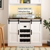 Farmhouse Bar Cabinet with Sliding Barn Door, 72'' Large Kitchen Buffet Sideboard with Outlets Power, Rustic Coffee Bar Sideboard Table, White - 4 of 4