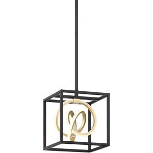 Possini Euro Design Christy 8" Modern Pendant Chandelier Ceiling Light Fixture Dining Room Over Table Hanging 3-Light LED Black Gold Finish Metal Mini - 1 of 4