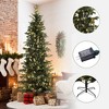 LuxenHome 7.1Ft Christmas Tree, Pre-Lit Tall Slim Fir Artificial Christmas Tree with Metal Stand, Skinny Christmas Tree with LED Light Green - 2 of 4