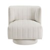PAGED Swivel Accent Chair Stylish Living Room Chairs Channel Tufted Barrel Chair with Metal Swivel Base for Office - 3 of 4