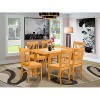 HomeStock 7-Piece Rectangle Natural Oak Finish Solid Wood Top Dining Table with 6 Chairs with Slat Back - 2 of 4