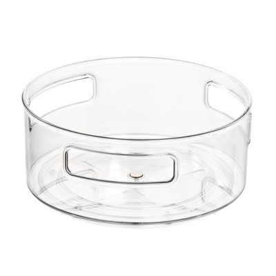 iDESIGN 9Inch Plastic Lazy Susan Organizer with Handles Clarity Collection Clear