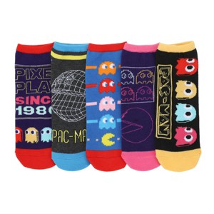 Pac-Man Retro Pixel Characters Women's 5-Pair Ankle Socks - 1 of 4