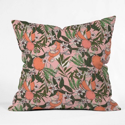 Marta Barragan Camarasa Olives in the Flowers Square Throw Pillow Pink - Deny Designs