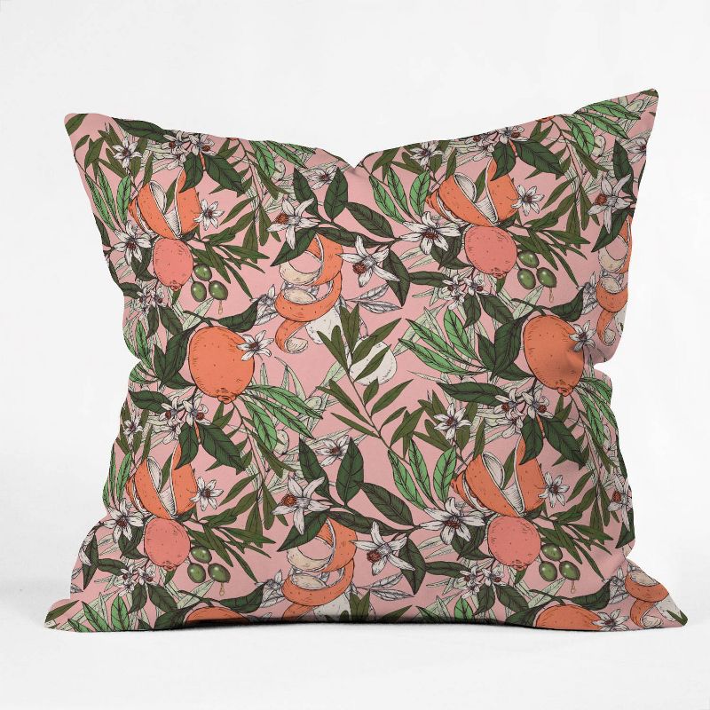 Marta Barragan Camarasa Olives in the Flowers Square Throw Pillow Pink - Deny Designs, 1 of 6