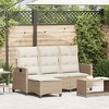 vidaXL Reclining Patio Sofa with Cushions - L-Shaped Beige Poly Rattan, Adjustable Outdoor Garden Furniture Set, 69.3"x54.3"x32.7" for Deck/Patio Use - 2 of 4