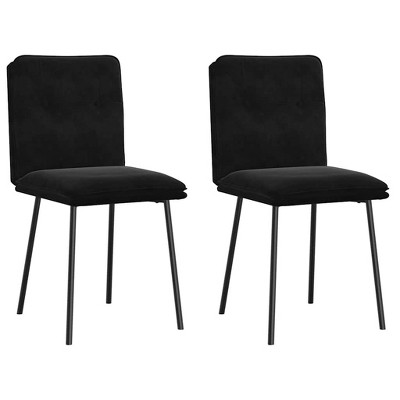 vidaXL Dining Chair Set of 2 Black Velvet (100% polyester), plywood, metal