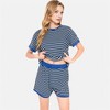 Anna-Kaci Lounge Women's Striped Lounge Set with Cuffed Short Sleeve Top and Elastic Waist Shorts - 4 of 4