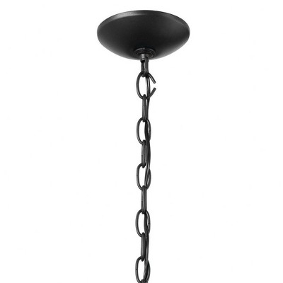 Dame Vintage Textured Black 2-Light Lantern Pendant with Clear Glass