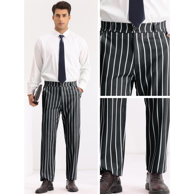 Lars Amadeus Men's Business Flat Front Contrasting Colors Stripes Printed Trouser, 4 of 7