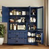 Whisen Freestanding Buffet, Large Kitchen Pantry Storage Cabinet Cupboard with Hutch, Drawers and Adjustable Shelves - 2 of 4