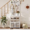 Hall Tree with Mesh Doors, 72.8in White Coat Rack Shoe Storage, Narrow Coat Tree Shoe Shelf Organizer with 7 Hooks - 4 of 4