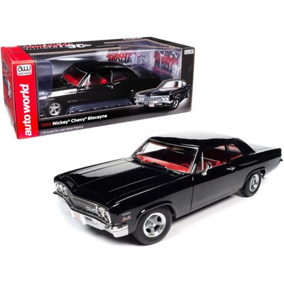 1966 Chevrolet Biscayne Nickey Coupe Black "American Muscle 30th Anniversary" (1991-2021) 1/18 Diecast Model Car by Autoworld