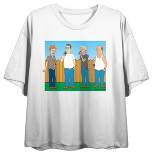 King Of The Hill Characters In Conversation Crew Neck Short Sleeve White Women's Crop Top