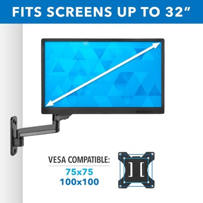 Black Full-Motion Aluminum and Steel Monitor Wall Mount