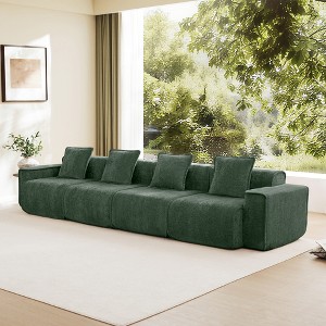 AENKYO U-Shaped Sectional Sofa, Oversized Velvet Modular Couch with 2 Movable Ottomans & Pillows, No Assembly Cloud-Like Comfort - 1 of 4