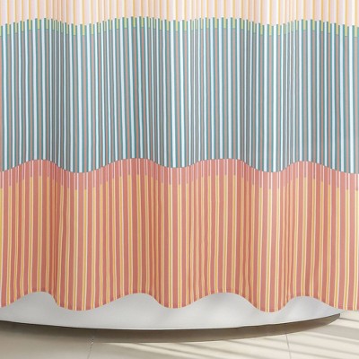 Multicolor Striped Polyester Shower Curtain