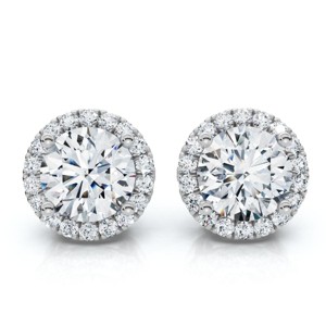 Pompeii3 2.25Ct Halo Round Diamond Studs 14k Gold Lab Created Women's Earrings - 1 of 4