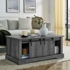 KTMBDW 41.3'' Coffee Table with Storage & Sliding Barn Doors, Farmhouse Cocktail Table w/Adjustable Shelves, Rectangular Center Table for Living Room - 3 of 4