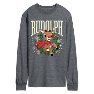 Men's - Rudolph - Rudolph Wreath Collegiate Long Sleeve Graphic T-Shirt - 1 of 3