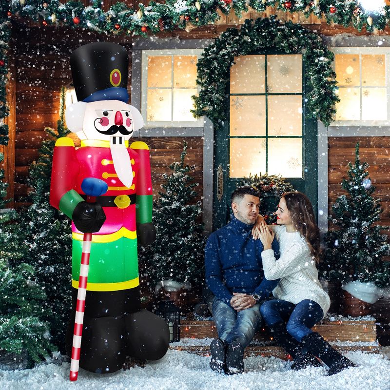 Costway 8FT Inflatable Nutcracker Soldier w/ 2 Built-in LED Lights, Sandbags & Air Blower, 2 of 9