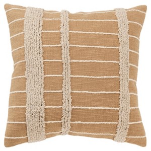 14"x26" Oversized Striped Lumbar Throw Pillow Cover Natural - Rizzy Home: Cotton Woven, Hidden Zipper, Machine Washable - 1 of 4