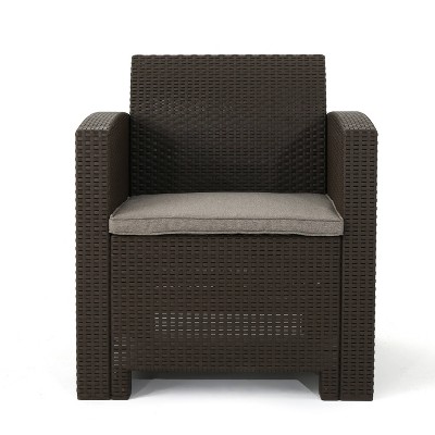 Christopher Knight Home Johns Outdoor Club Chair Faux Wicker Brown/Mixed Beige