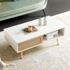 ALEXOUN 41.3 Inch Coffee Table with Storage & Sliding PE Rattan Door, Solid Wood Legs,for Living Room, Apartment - 2 of 4
