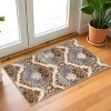 Vintage Floral Damask Non-Slip Washable Indoor Runner or Area Rug by Blue Nile Mills - 2 of 4