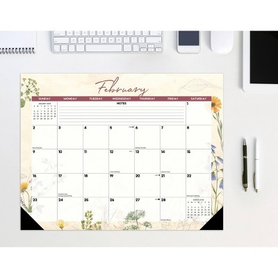Willow Creek Press Botanical Garden 2025 22"x17" Large Monthly Deskpad: Art Stationery, Paper, January-December, Blue