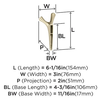 Golden Champagne Double Prong Decorative Wall Hook