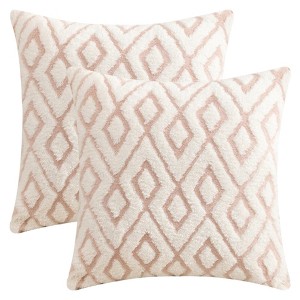 REGALWOVEN Geometric Soft Snowflake Fleece Throw Pillow Cover with Hidden Zippered for Sofa Living Room Chair Home Decor 2 Pcs - 1 of 4