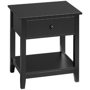 HOMCOM Modern Style Nightstand, Side Table with Drawer and Storage Shelf for Bedroom, or Living Room - 1 of 4