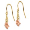 Black Bow Jewelry Small Two Tone Plumeria Dangle Earrings in 14k Yellow and Rose Gold - 2 of 4