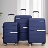 Gulches Hardshell Suitcase Double Spinner Wheels PP Luggage Sets Lightweight Durable Suitcase with TSA Lock,3-Piece Set (20/24/28) , Navy - 2 of 4