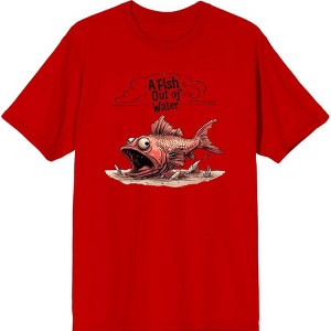 A Fish Out of Water Humor Adult Crew Neck Short Sleeve Tee - 1 of 2