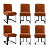 Set of 6 Upholstered Dining Chairs, Modern Fabric Kitchen Chairs with Black Metal Sled Base, Comfortable Padded Seat for Dining Room-Maison Boucle - 2 of 4