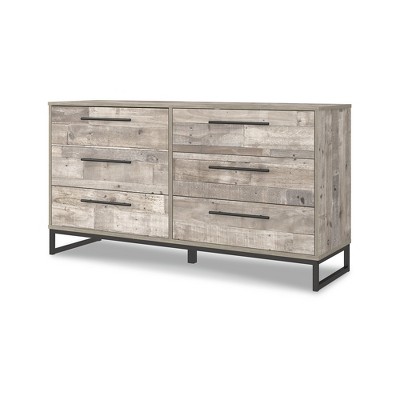 Whitewash 6-Drawer Dresser with Pewter Hardware