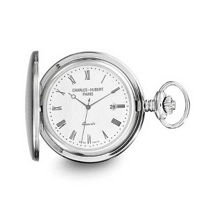 Black Bow Jewelry Charles Hubert Stainless Steel White Dial Pocket Watch - 1 of 4
