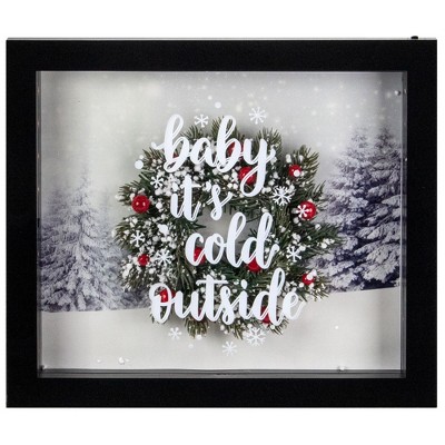 Northlight 14" Black Framed 3D "Baby It's Cold Outside" Christmas LED Decor Box