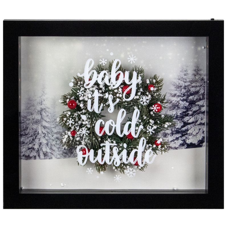 Northlight 14" Black Framed 3D "Baby It's Cold Outside" Christmas LED Decor Box, 1 of 6