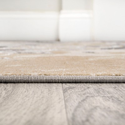 Marbled Swirl Ivory and Charcoal 5'x8' Synthetic Area Rug