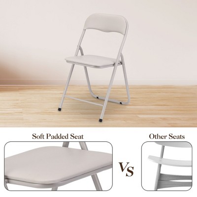 2 Pcs Folding Chairs, Lightweight Foldable Chair with Soft Padded Seat and Erogonomic High Back, Portable Metal Frame Stackable Chair with Non-slip