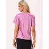 INSPIRE CHIC Women's Regular Fit Velvet Solid Round Neck Short Sleeve T-Shirt - 3 of 4