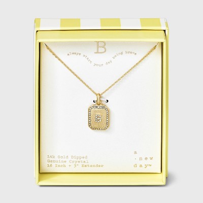 14k Gold Dipped Crystal Diamond Cut Initial "b" Tag Pendant Necklace ...