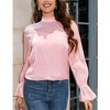 Whizmax Women Long Puff Sleeve Turtleneck Mesh Blouse Going Out Fall Party Night Elegant Tops Cute Women Trendy Blouse - 2 of 4