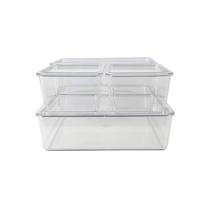 Clear Stackable Plastic Storage Bins with Lids, 4-Piece Set